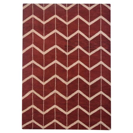 JENSENDISTRIBUTIONSERVICES 10 x 14 ft. Hand Knotted Wool Geometric Rectangle Area Rug, Red & Beige MI1552384